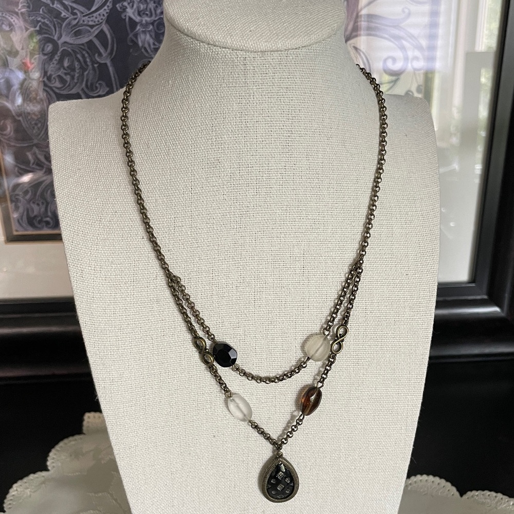 Nine West Victorian Choker Crystal & Drop Necklace